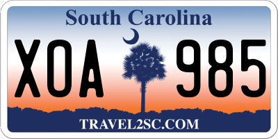 SC license plate XOA985