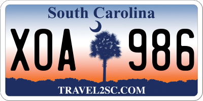 SC license plate XOA986