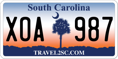 SC license plate XOA987