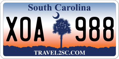SC license plate XOA988