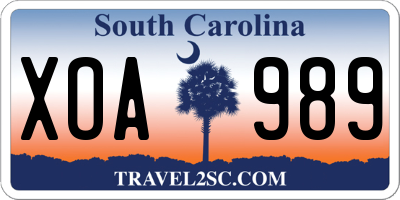 SC license plate XOA989