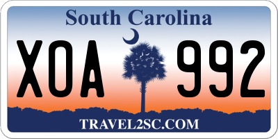 SC license plate XOA992