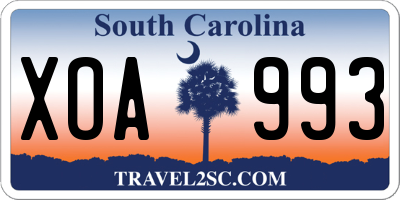 SC license plate XOA993