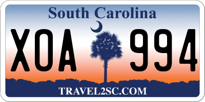 SC license plate XOA994
