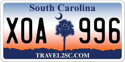 SC license plate XOA996