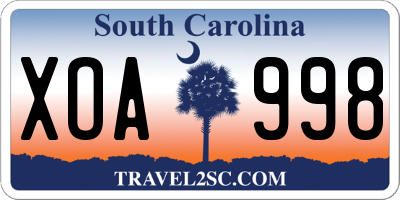SC license plate XOA998