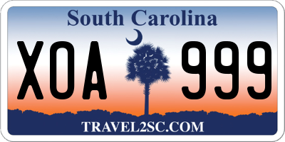 SC license plate XOA999