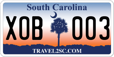 SC license plate XOB003