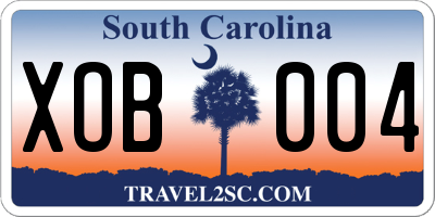 SC license plate XOB004