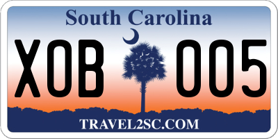 SC license plate XOB005