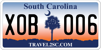 SC license plate XOB006