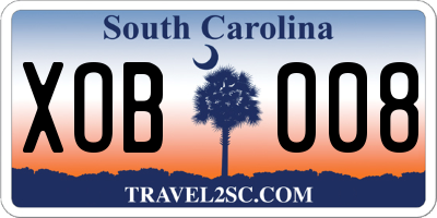 SC license plate XOB008
