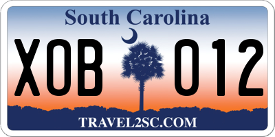 SC license plate XOB012