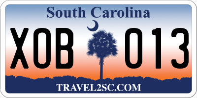 SC license plate XOB013