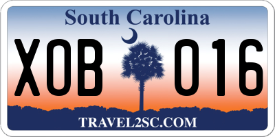 SC license plate XOB016