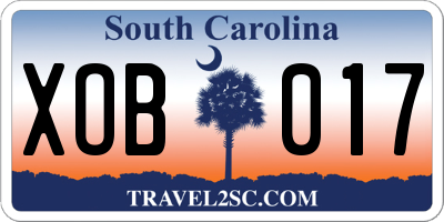 SC license plate XOB017