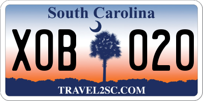 SC license plate XOB020