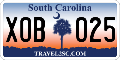 SC license plate XOB025