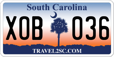 SC license plate XOB036
