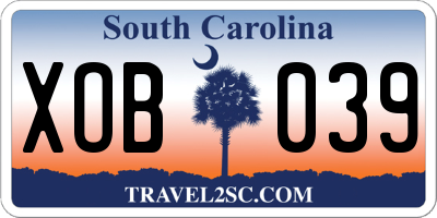 SC license plate XOB039