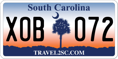 SC license plate XOB072