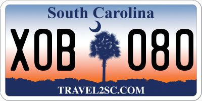 SC license plate XOB080