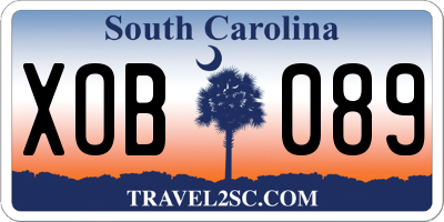 SC license plate XOB089