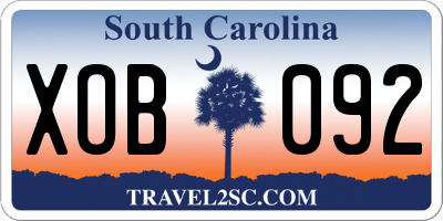 SC license plate XOB092