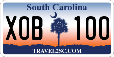 SC license plate XOB100