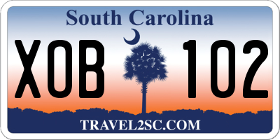 SC license plate XOB102