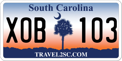 SC license plate XOB103