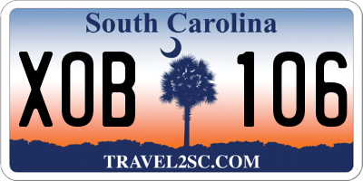 SC license plate XOB106
