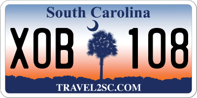 SC license plate XOB108