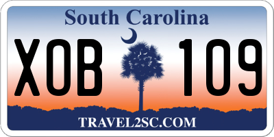 SC license plate XOB109