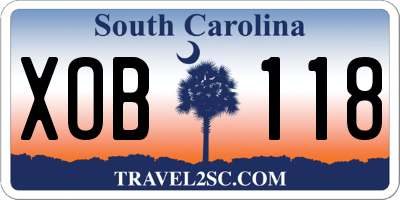 SC license plate XOB118