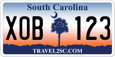SC license plate XOB123