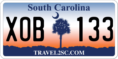 SC license plate XOB133