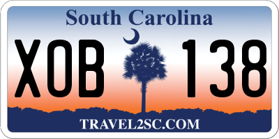 SC license plate XOB138