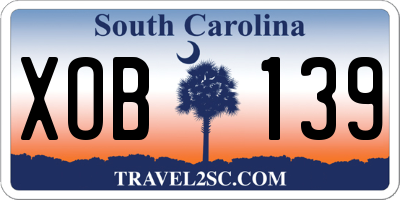 SC license plate XOB139