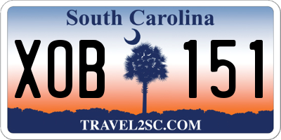SC license plate XOB151