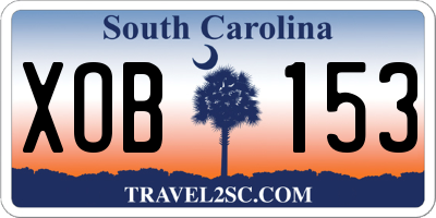 SC license plate XOB153