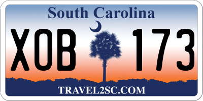 SC license plate XOB173