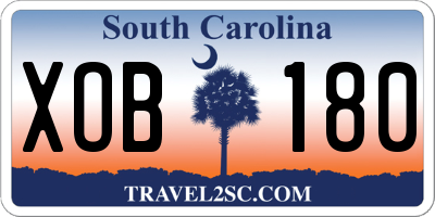SC license plate XOB180
