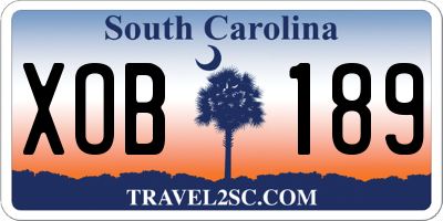 SC license plate XOB189