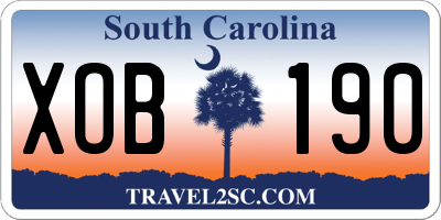 SC license plate XOB190