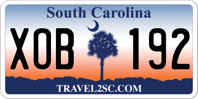 SC license plate XOB192