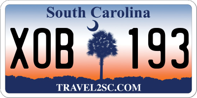 SC license plate XOB193