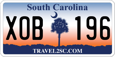 SC license plate XOB196
