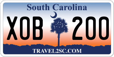 SC license plate XOB200