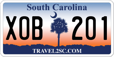 SC license plate XOB201